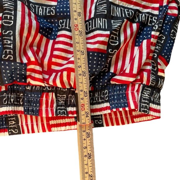 Vintage USA Flag Print Jacket By Solare Sporta M 100% Nylon Shell & Polyester Li - Picture 4 of 7